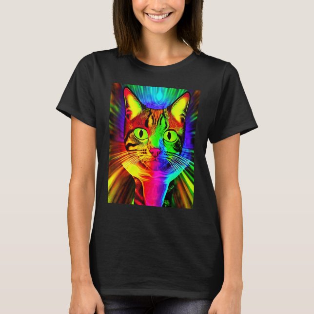 Psychedelische Kitty Kitten im Cat Style T-Shirt (Vorderseite)
