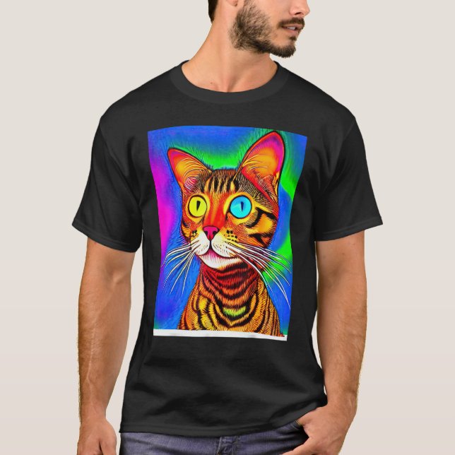 Psychedelische Kitty Kitten im Cat Style T-Shirt (Vorderseite)