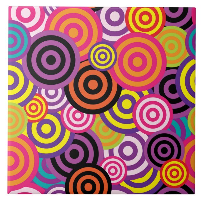 psychedelische Kreise Keramik Fliese (Vorderseite)