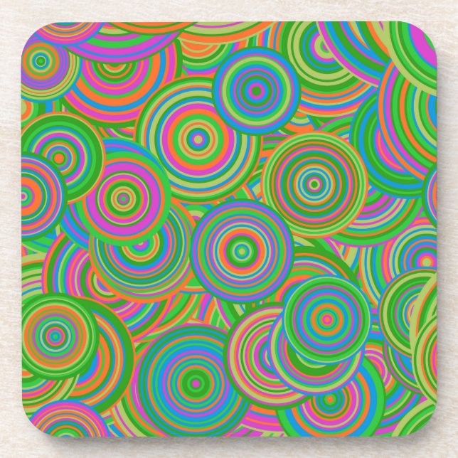 Psychedelische Kreise Plastikuntersetzer Getränkeuntersetzer (Vorderseite)