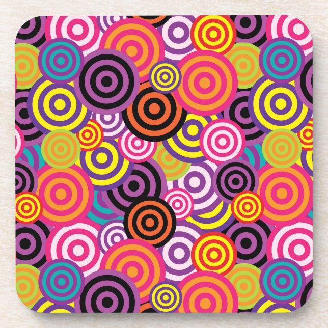 psychedelische Kreise Untersetzer-Set Getränkeuntersetzer (Vorderseite)