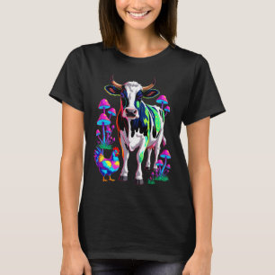 Psychedelische Kuh Huhn Pilze Farm Tier Kunst T-Shirt