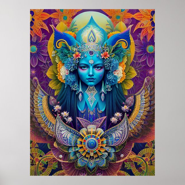 Psychedelische Kunst, DMT-Kunstwerke, surreale Lan Poster (Vorne)