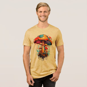 Psychedelische Kunst - Groovy Mushroom Dripping Tri-Blend Shirt