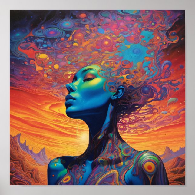 Psychedelische Lady Poster (Vorne)
