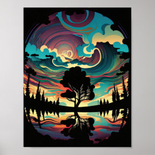 Psychedelische Landschaft Poster