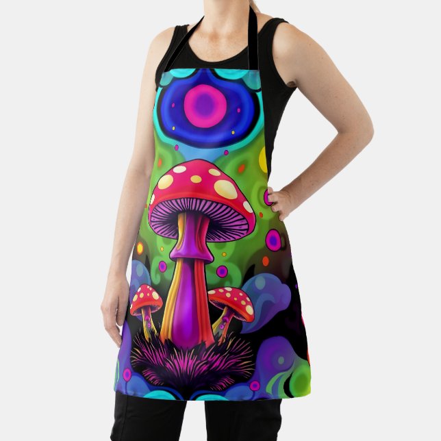 Psychedelische lebendige bunte Retro-Pilze Schürze (InSitu)