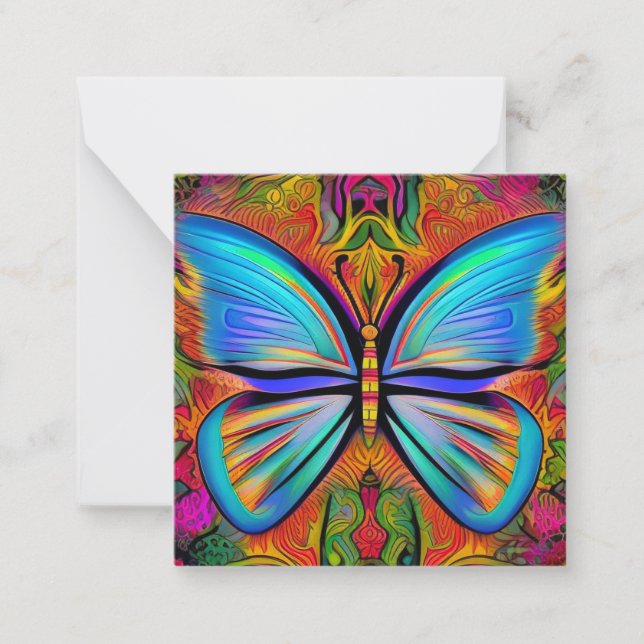 Psychedelische, lebendige Farben Butterfly-Malerei Mitteilungskarte (Vorderseite)