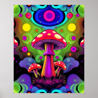 Psychedelische lebendige farbenfrohe Retro-Pilze