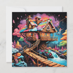 Psychedelische Lebkuchenbaum-Weihnachten Feiertagskarte