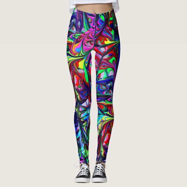 Psychedelische Leggings - farbenfrohe DYE-Leggings (Vorderseite)