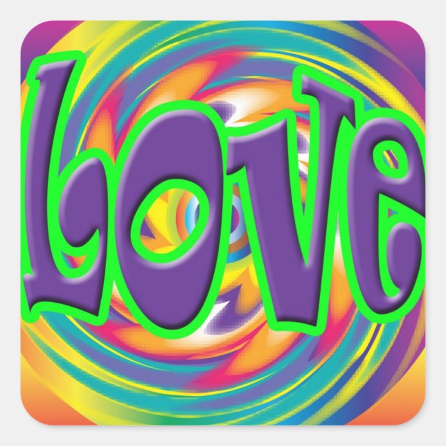 Psychedelische Liebe Hippie Stickers (Vorderseite)