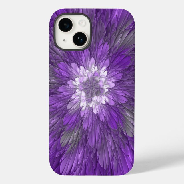 Psychedelische Lila Blume Abstraktes Fraktal Kunst Case-Mate iPhone Hülle (Rückseite)