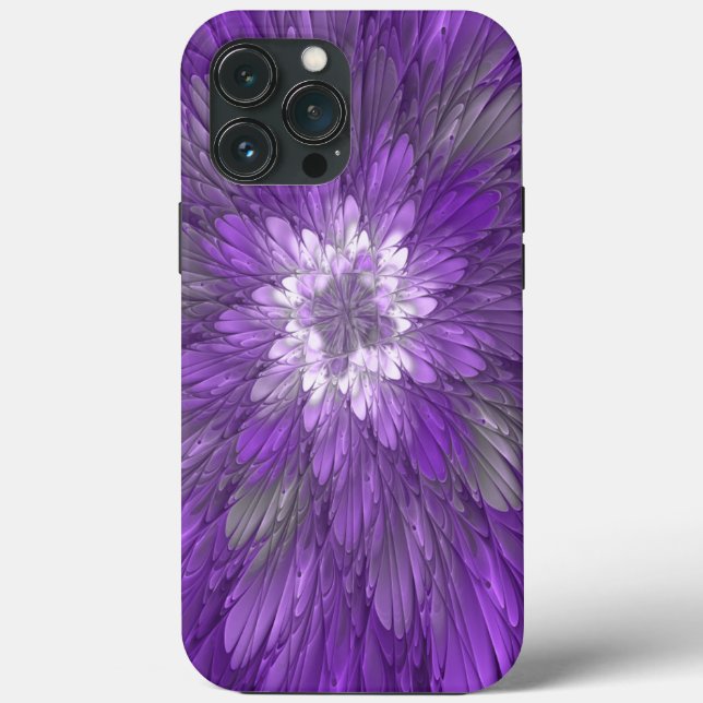 Psychedelische Lila Blume Abstraktes Fraktal Kunst Case-Mate iPhone Hülle (Rückseite)