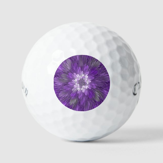 Psychedelische Lila Blume Abstraktes Fraktal Kunst Golfball (Vorderseite)