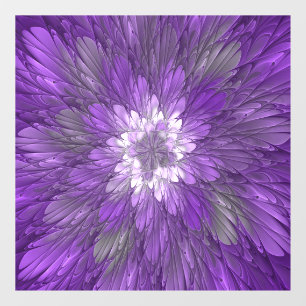 Psychedelische lila Blumen-Abstract-Fraktal-Kunst Fensteraufkleber
