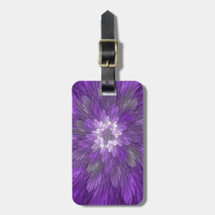 Psychedelische lila Blumen-Abstract-Fraktal-Kunst Gepäckanhänger