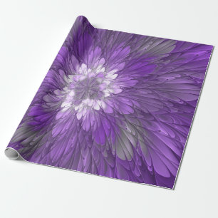 Psychedelische lila Blumen-Abstract-Fraktal-Kunst Geschenkpapier
