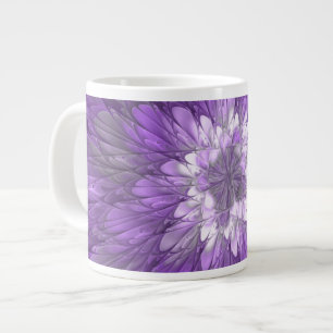 Psychedelische lila Blumen-Abstract-Fraktal-Kunst Jumbo-Tasse