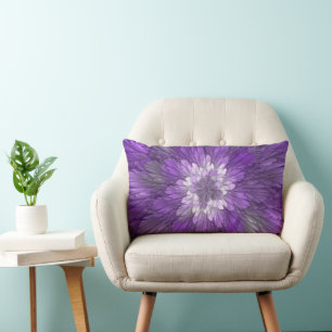 Psychedelische lila Blumen-Abstract-Fraktal-Kunst Lendenkissen