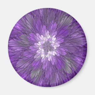 Psychedelische lila Blumen-Abstract-Fraktal-Kunst Magnet