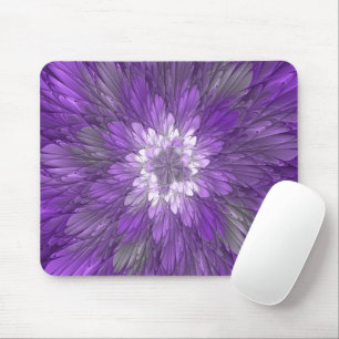 Psychedelische lila Blumen-Abstract-Fraktal-Kunst Mousepad