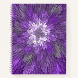 Psychedelische lila Blumen-Abstract-Fraktal-Kunst Notizbuch
