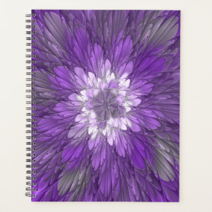 Psychedelische lila Blumen-Abstract-Fraktal-Kunst Planer