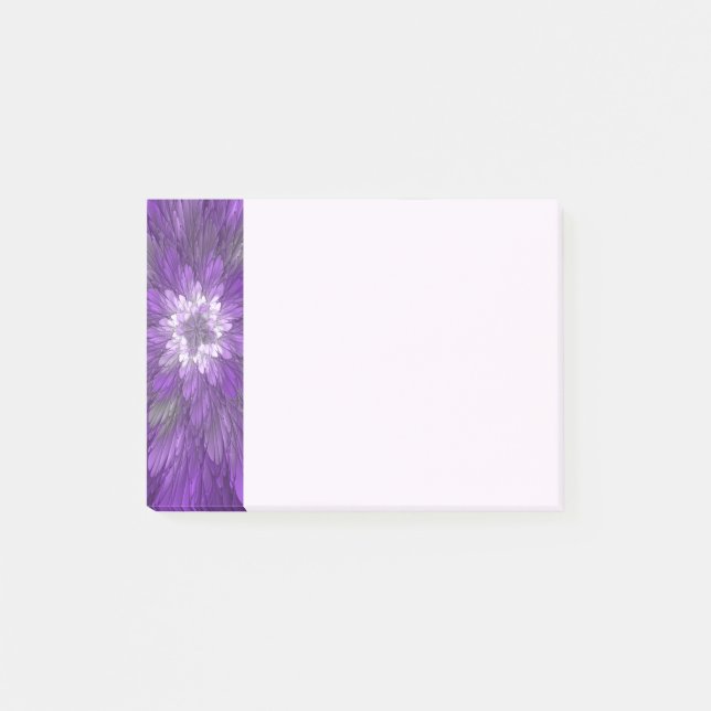 Psychedelische lila Blumen-Abstract-Fraktal-Kunst Post-it Klebezettel (Vorderseite)