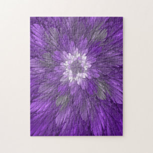 Psychedelische lila Blumen-Abstract-Fraktal-Kunst Puzzle