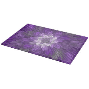 Psychedelische lila Blumen-Abstract-Fraktal-Kunst Schneidebrett
