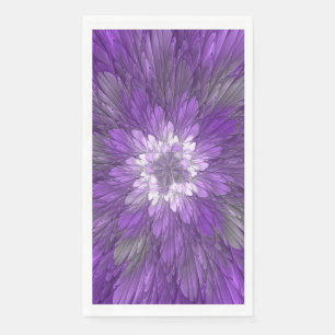 Psychedelische lila Blumen-Abstract-Fraktal-Kunst Serviette