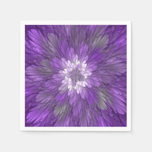 Psychedelische lila Blumen-Abstract-Fraktal-Kunst Serviette