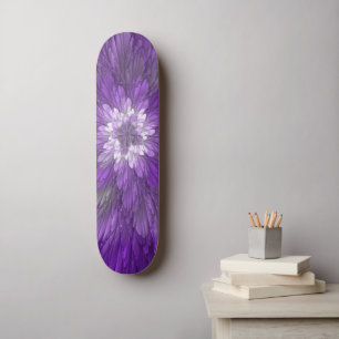 Psychedelische lila Blumen-Abstract-Fraktal-Kunst Skateboard