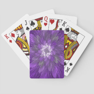 Psychedelische lila Blumen-Abstract-Fraktal-Kunst Spielkarten