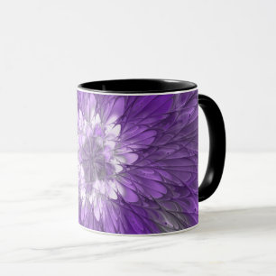 Psychedelische lila Blumen-Abstract-Fraktal-Kunst Tasse