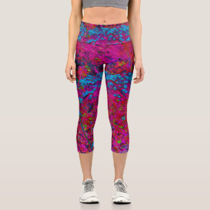 Psychedelische Lila Lily Blume Magenta Garden Capri Leggings