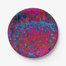 Psychedelische Lila Lily Blume Magenta Garden Pappteller