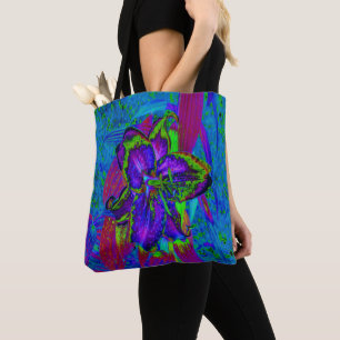 Psychedelische lila und limettengrüne Lilienblüte