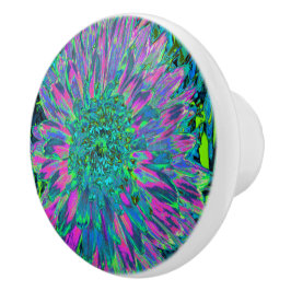 Psychedelische Magenta, Aqua und Limettengrüne Dah Keramikknauf