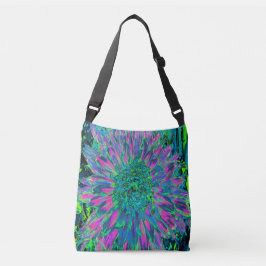 Psychedelische Magenta, Aqua und Limettengrüne Dah Tragetaschen Mit Langen Trägern