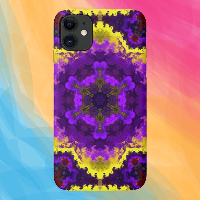 Psychedelische Mandala-Blume Gelb und Lila Case-Mate iPhone Hülle (Von Creator hochgeladen)