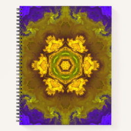 Psychedelische Mandala-Blume Lila und gelb Notizbuch