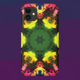 Psychedelische Mandala-Blume Rosa Gelb und Grün Case-Mate iPhone Hülle