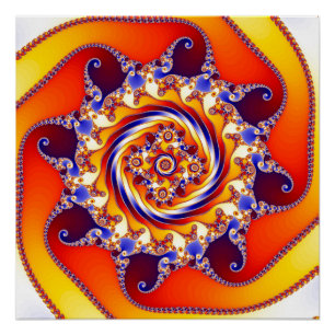 Psychedelische Mandelbrot-Fraktal-Spiral-Kunst Poster