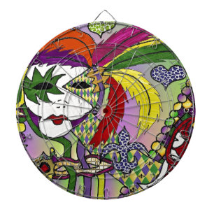 Psychedelische Mardi Gras Feder Maske Dartscheibe