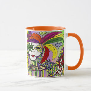 Psychedelische Mardi Gras Feder Maske Tasse