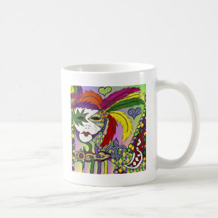 Psychedelische Mardi Gras Feder Maske Tasse