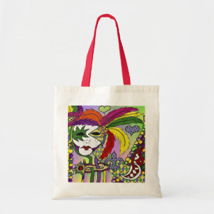 Psychedelische Mardi Gras Feder Maske Tragetasche