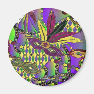 Psychedelische Mardi-Gras-Federmasken-Geschenke Be Magnet